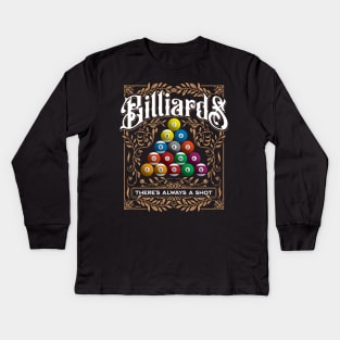 Billiards Pool Balls Vintage Style Pool Player Design Kids Long Sleeve T-Shirt